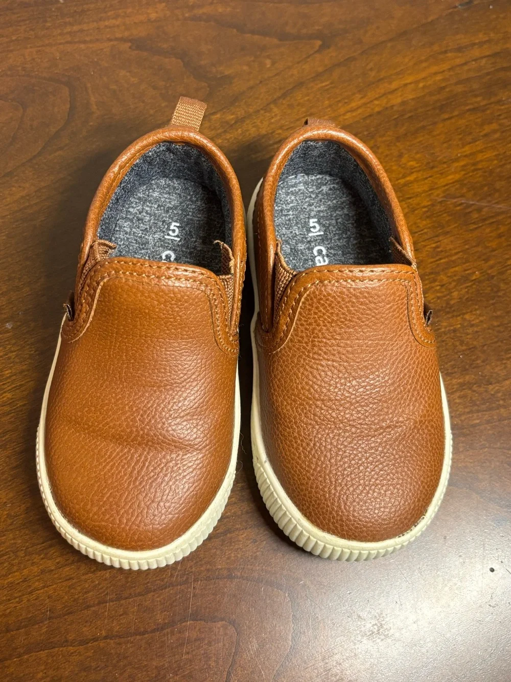 Carter's Brown Leather-Look Slip-On Sneakers for Kids